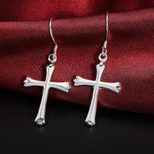 High pure 925 Sterling Silver Earrings for Women Jewelry cross earrings Wedding Trendsetter Christmas