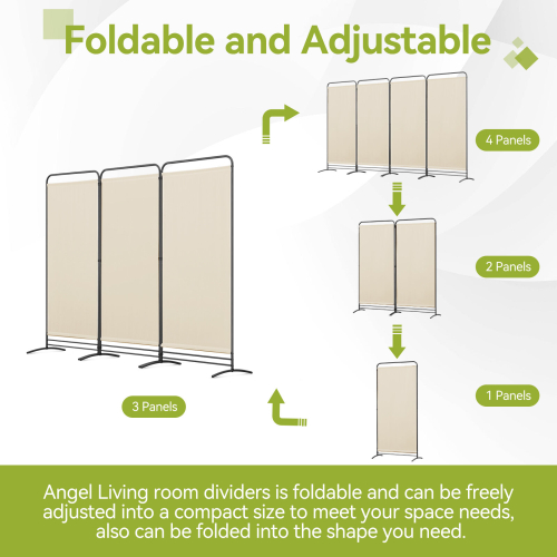 (Beige) Angel Living Paravent  Room Divider Partitions 1