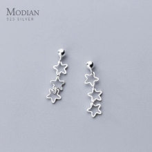Full Openwork Stars Fresh Stud Earrings for Women 925 Sterling Silver Girls Earings Accessories Oreilles