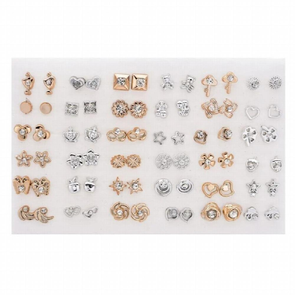 36 Pairs of Style Stud Earrings Mixed Style Rhinestone Geometric Plastic Earrings Set for Women and Girls Jewelry-image-OPC-PCW6Z8Y-NEW