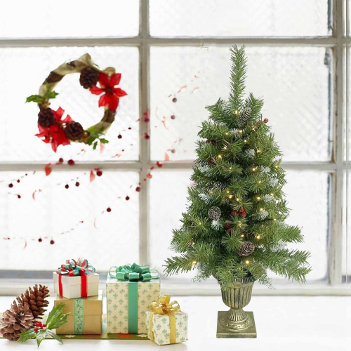 (GREEN, 4FT) Pre-Lit  Xmas Christmas Tree Artificial with LEDs 2