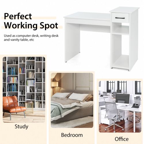 Casart Computer Desk with Drawer & CPU Stand Compact Study Laptop Desk 2