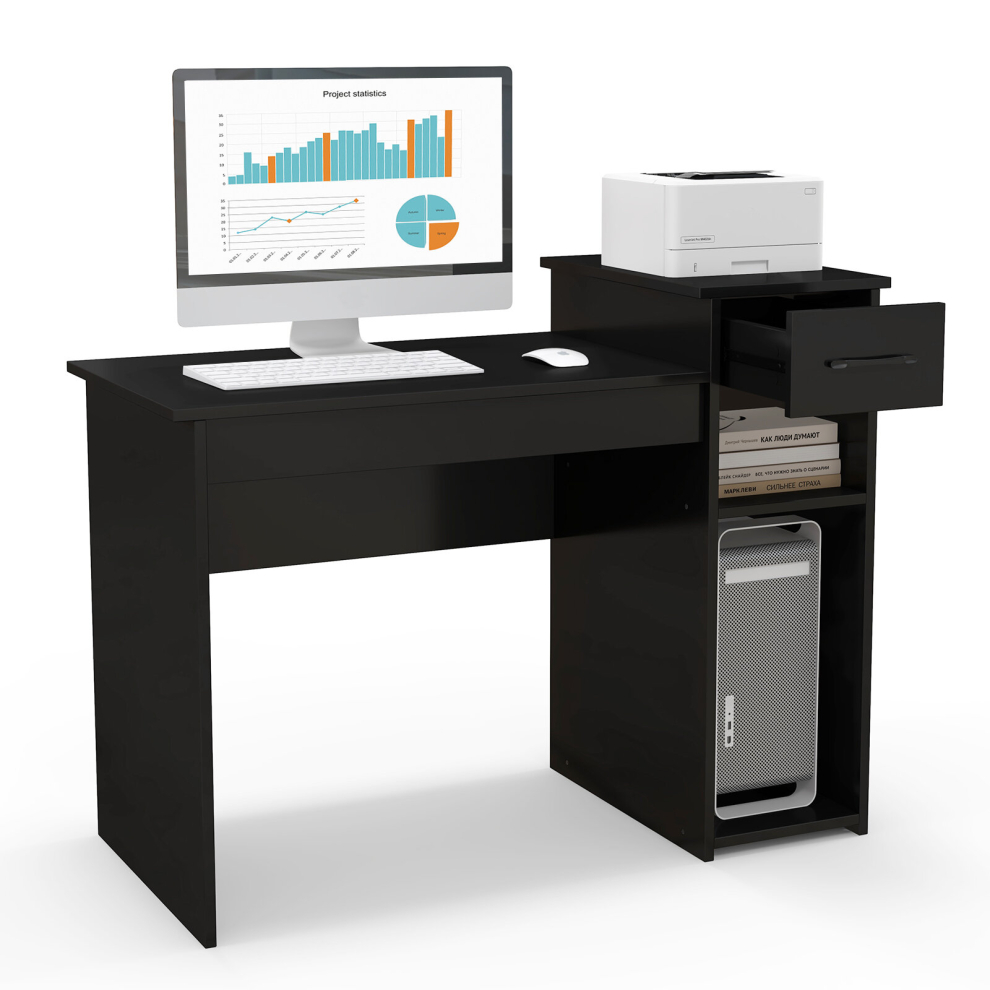 Casart Computer Desk With Drawer & Cpu Stand Compact Study Laptop Desk Black