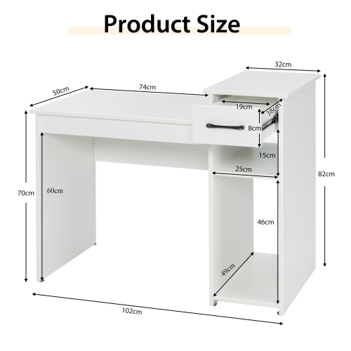 Casart Computer Desk with Drawer & CPU Stand Compact Study Laptop Desk 1
