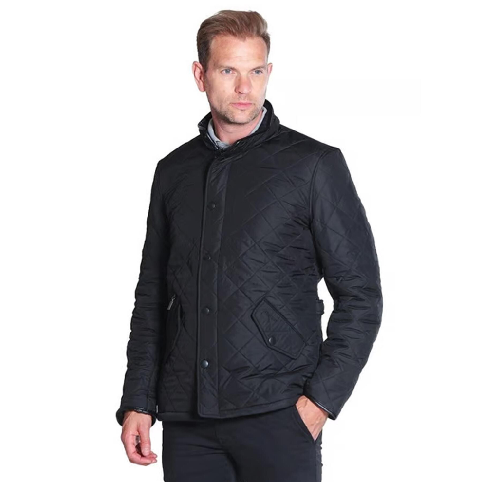 (S, Black) Barbour Mens Powell Quilted Jacket