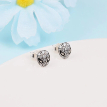 Spider Mask Pave Stud Earrings with Clear CZ Sterling-Silver-Jewelry 100% for Women Luminous Brincos Oorbellen Pendientes