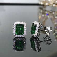 S925 Silver Fungus Advanced Retro Cultivated Emerald Cut 6 * 8 Summer Versatile Womens Ornament