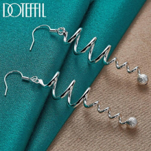925 Sterling Silver Spring Frosted Bead Ball Drop Earrings For Women Engagement Wedding Birthday Gift Jewelry