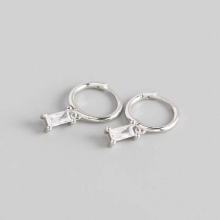 Minimalist S925 pure silver Dangle Drop Earrings for women INS geometric rectangle cz zircon earring female ear clip jewelry