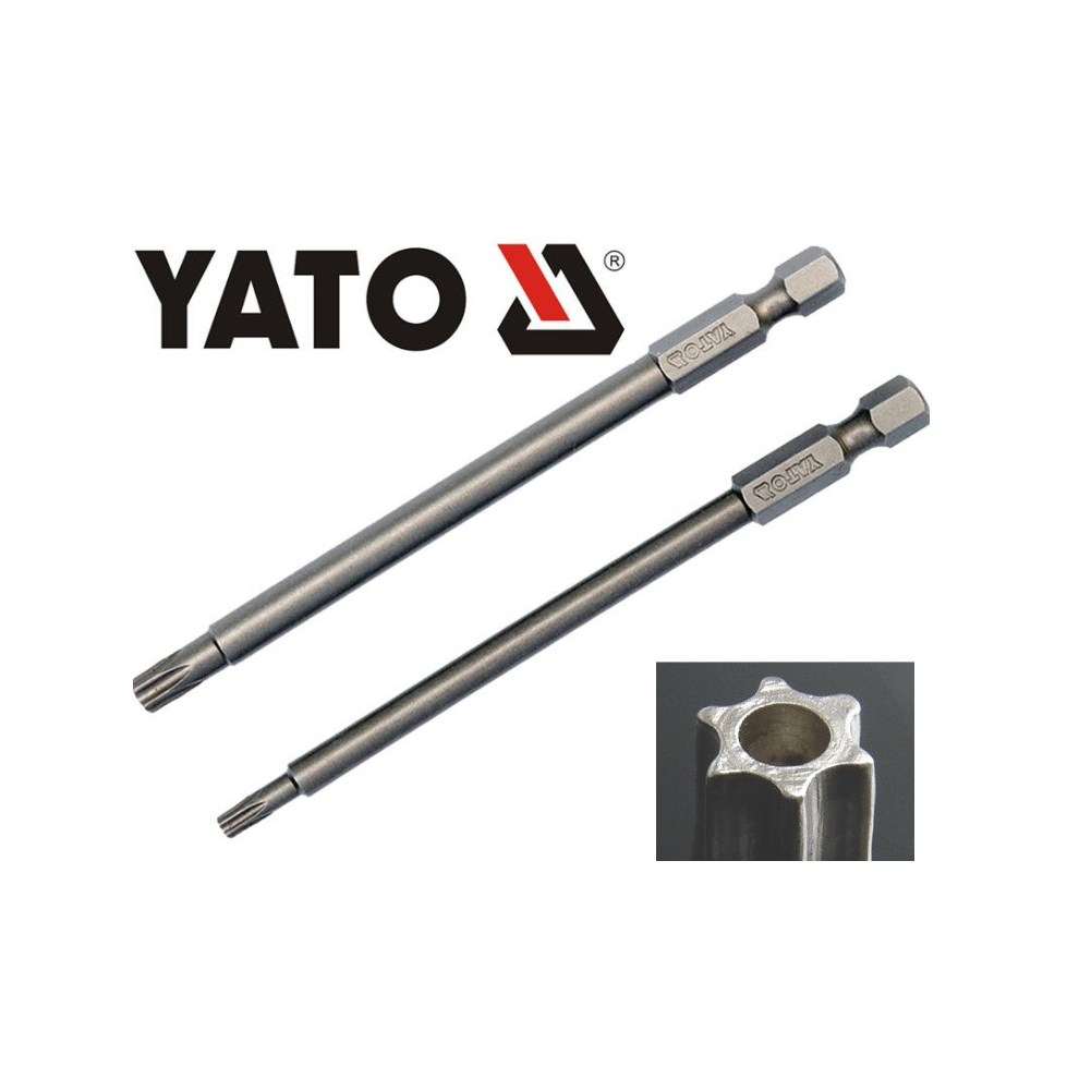 Yato Yt-0490 Long 100Mm Torx Security Screwdriver Bits Set Of 2 T10&T25 S2 Steel 5906083904905