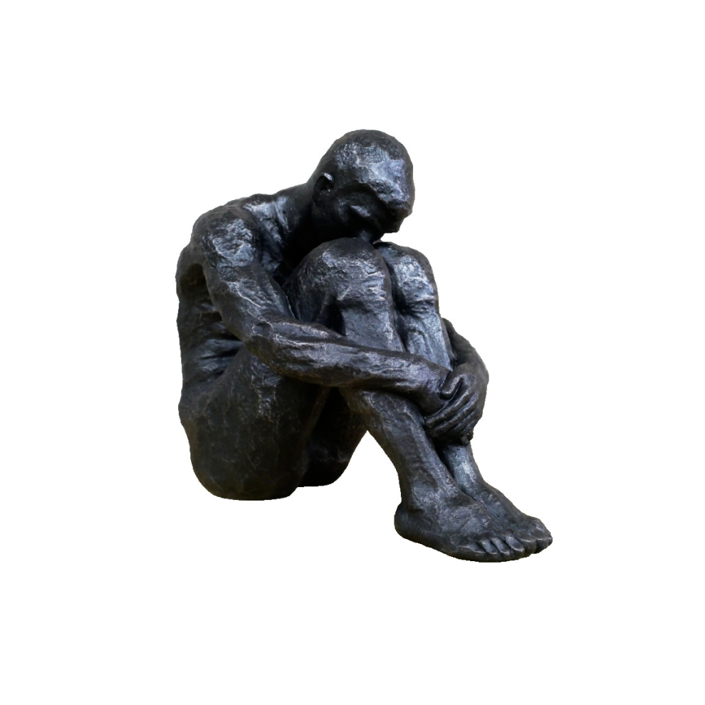 Venture Vehicles Artistic Naked Posed Sitting Man Sculpture | Resin Home Decor