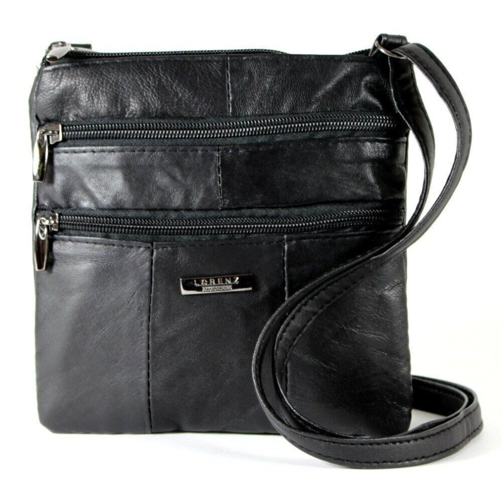 Ladies Womens Leather Cross Body Messenger Bag Handbag Shoulder Bag Black