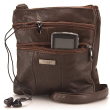Ladies' Leather Crossbody Messenger Bag - Rich Brown, 1941-Brown