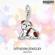 Brown Bulldog Charms Pendant,2018 Jewelry 925 Sterling Silver Gift For Men Boy Women Girls Fit Bracelet Necklace Bag