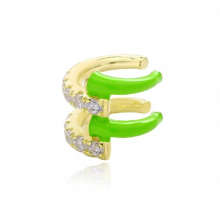925 Sterling Silver Two Rows Neon Ear Cuff With Zircon CZ Women Pave Enamel Colorful Earcuff Without Closure