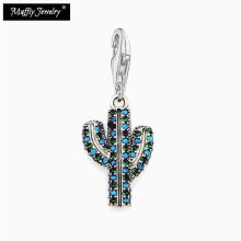 Charms Pendant Cactus 925 Sterling Silver With Zircon Stones Jewelry Accessories Fit Bracelet Necklace Gift For Man