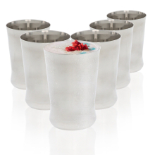 (Plain Icon - 300ml) Stainless Steel Drinking Glasses 6 Unbreakable