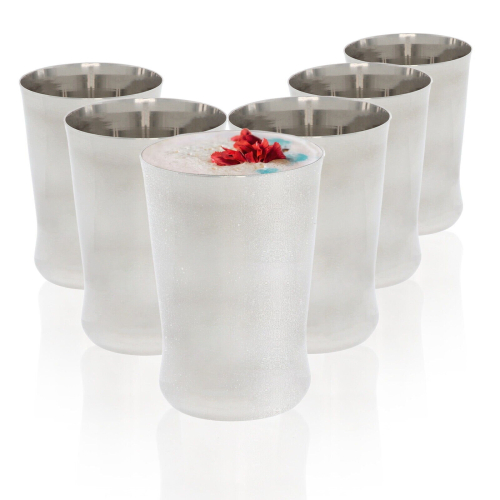 (Plain Icon - 300ml) Stainless Steel Drinking Glasses 6 Unbreakable