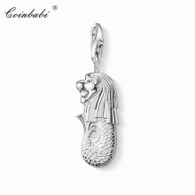 Charm Anhänger Meerjungfrau & Löwe Merlion,Modeschmuck 925 Sterling Silber Singapur Geschenk für Frauen Männer Fit Armband