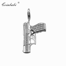 Charm Pendant Pistol Gun,2018 Jewelry Classic Real 925 Sterling Silver Gift For Women Men Fit Bracelet