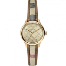 Burberry The Classic Watch Damen Gold Haymarket Leder BU10114