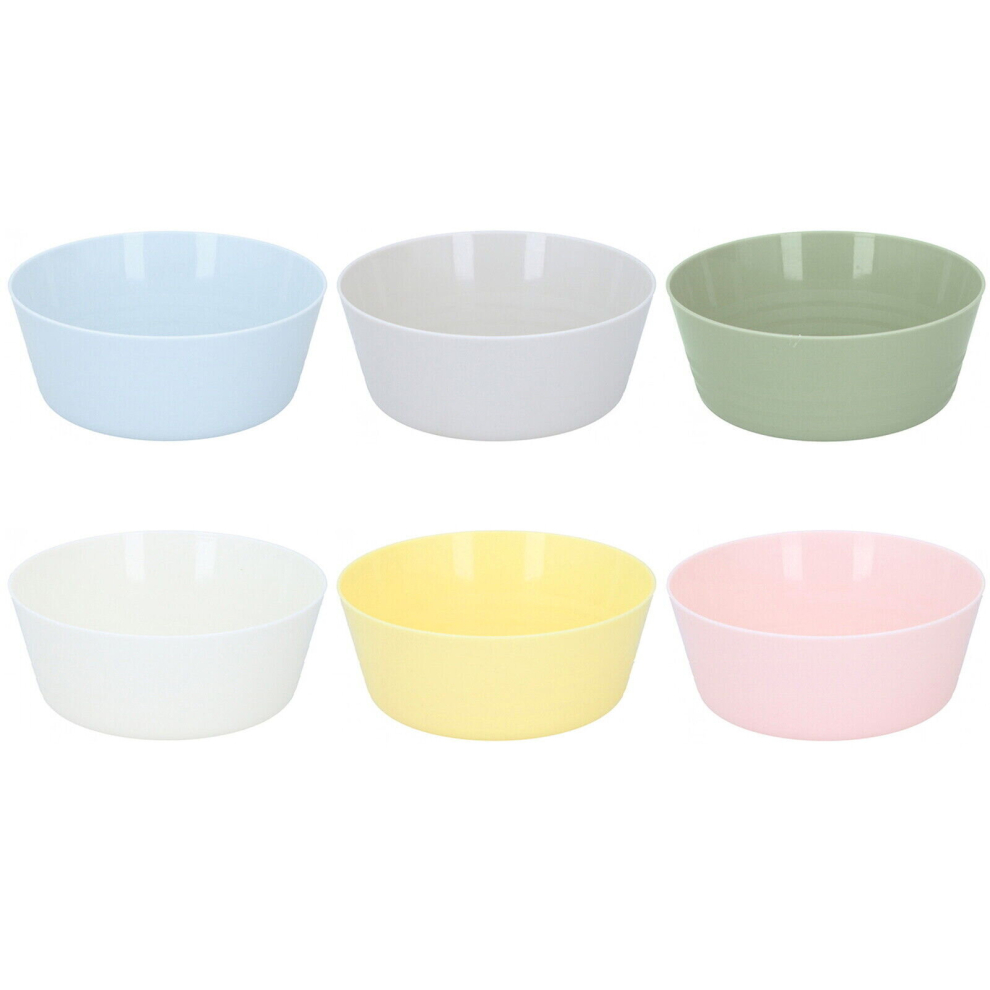 Coloured Plastic Cereal Bowls 6 Piece Round Breakfast Cereal Bowls