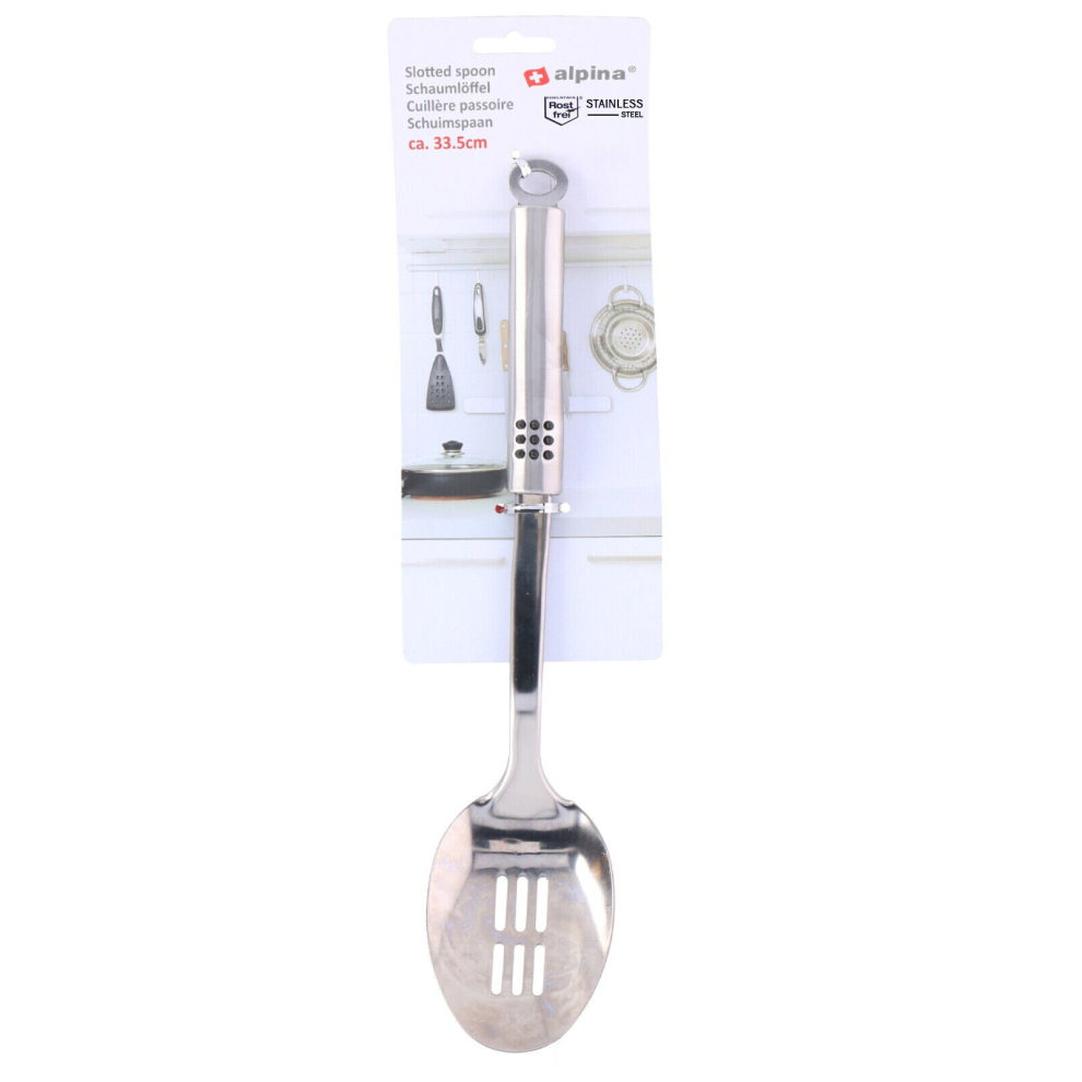 Alpina (Slotted Spoon 33.5Cm) Cooking Utensil Stainless Steel Kitchen Spoon