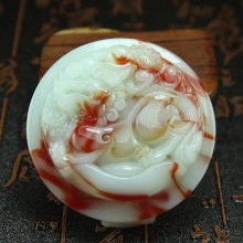 silk jade belt buckle mens chicken blood stone waist buckle for fortune raising
