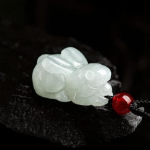 Natural Myanmar Jade Stereoscopic Rabbit Zodiac Pendant Waxy Jadeite Charms Mens Womens Jewelry Drop