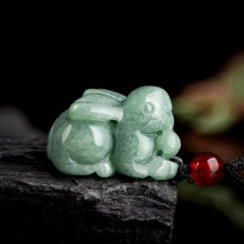 Natural A Burma Jade Beans Stereoscopic Rabbit Zodiac Pendant Jadeite Charms Mens Womens Jewelry Drop