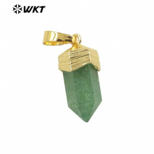 WT-P1915 Amazing small stone hexagon bullet pendants plated cap charms girl gemstone pendants for necklace