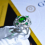 925 silver micro-encrusted diamond natural emerald ring flash engagement open female diamond ring 3