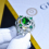 925 silver micro-encrusted diamond natural emerald ring flash engagement open female diamond ring 4