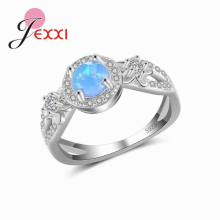 100% 925 Sterling Silver Rings For Women Unique With Opal Stones Vintage Style Wedding Jewelry For Lover