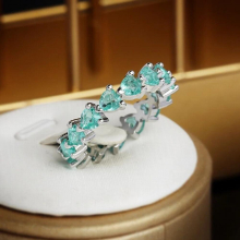 Creative Paraiba Sapphire Heart Shape Full Diamond Couple Ring For Women Lover Geometric Zircon Anniversary Gift Jewelry