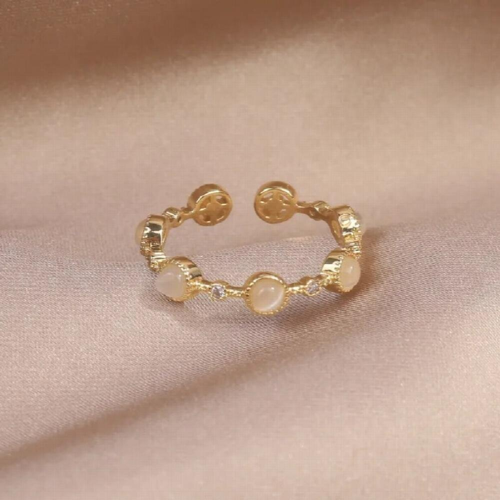 Korea Jewelry 14K Real Plating Opal Ring Womens Daily Work Ring-image-OPC-PCW8BHK-NEW