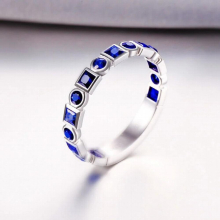 Womens Ring Jewelry Created Sapphire Solid Silver Wedding Engagement Ring Femme Argent
