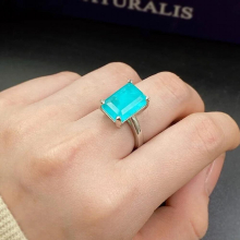 925 silver temperament generous emerald square ring Paraiba female Zircon ring party banquet jewelry
