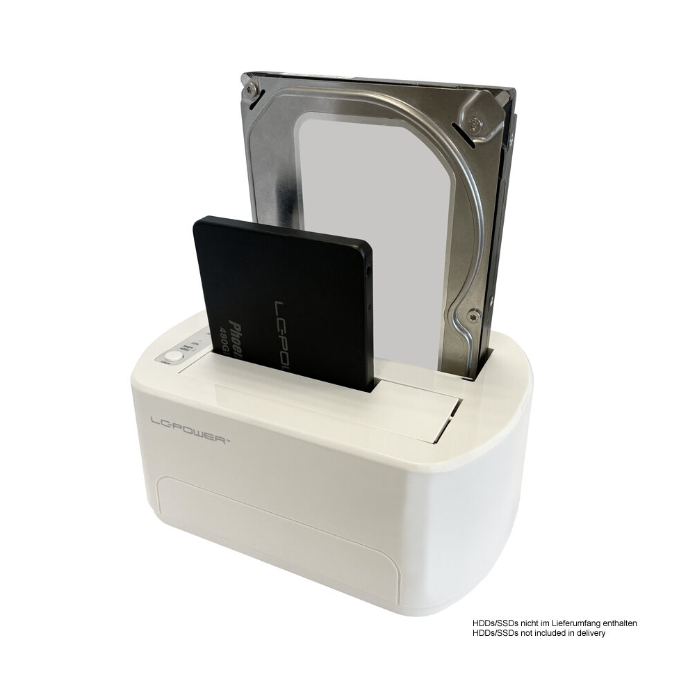LC-POWER LC-DOCK-U3-VI | USB 3.2 Dual Bay SATA Docking Station | HDD/SSD Klonfunktion | 2,5" & 3,5" SATA bis 20TB | USB-A | UASP - Bild 5