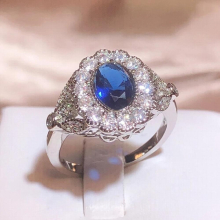 Charm Rings for Women 925 Stamp Jewelry Accessories Oval Sapphire Zircon Gemstones Ring Wedding Engagement Party