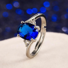 Classic Oval Sapphire Adjustable Rings 925 Sterling Silver Gemstone Rings For Women Wedding Engagement Jewelry
