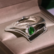 Hollow Three-Dimensional Geometric Water Drop Pear-Shaped Emerald Full Diamond Couple Ring For Women Wedding Jewelry