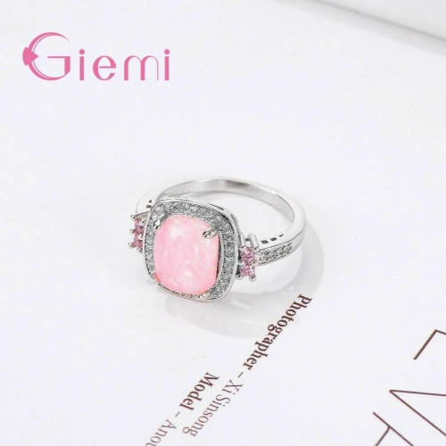 Big Square Pink Opal Rings 925 Sterling Silver Prong Setting Gift Top 2
