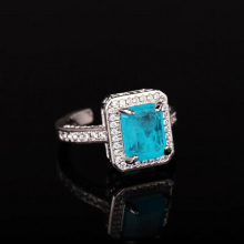 Classic Para?ba Baguette Sapphire Full Diamond Couple Ring For Women Zircon Silver Plated Gift Party Jewelry