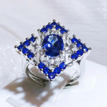 Unique Square Oval Sapphire Full Diamond Couple Ring For Women Geometric Zirconia Silver Plated Anniversary Gift Jewelry