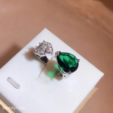 Creative Irregular Oval Emerald Round Full Diamond Couple Ring For Women Zircon Silver Plated Engagement Bridal Gift Jewelry