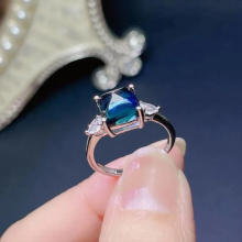 Natural Sugar Tower Lab Sapphire Tourmaline Open Ring Women Silver Wedding Jewelry Finger Ring Vintage Gift