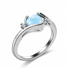 925 Silver Ring Heart-shape Opal Zircon Gemstones Jewelry Ornaments Rings for Women Wedding Party Gift