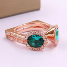 Creative Hollow Rose Round Oval Emerald Full Diamond Couple Ring For Women Geometric Zircon Halloween Gift Jewelry