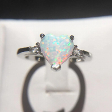 Retro Heart Opal Couple Ring For Women Circular Geometry Diamond Crystal Engagement Gift Party Jewelry